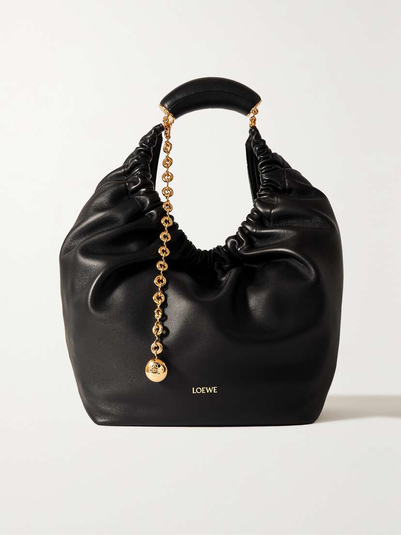 Loewe Squeeze Medium Chain-embellished Gathered Leather Shoulder Bag