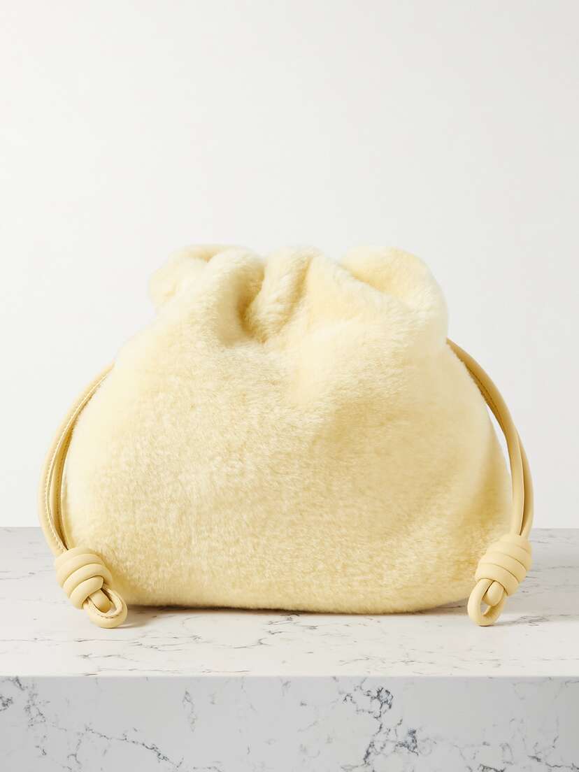 Loewe Flamenco Leather-trimmed Shearling Clutch