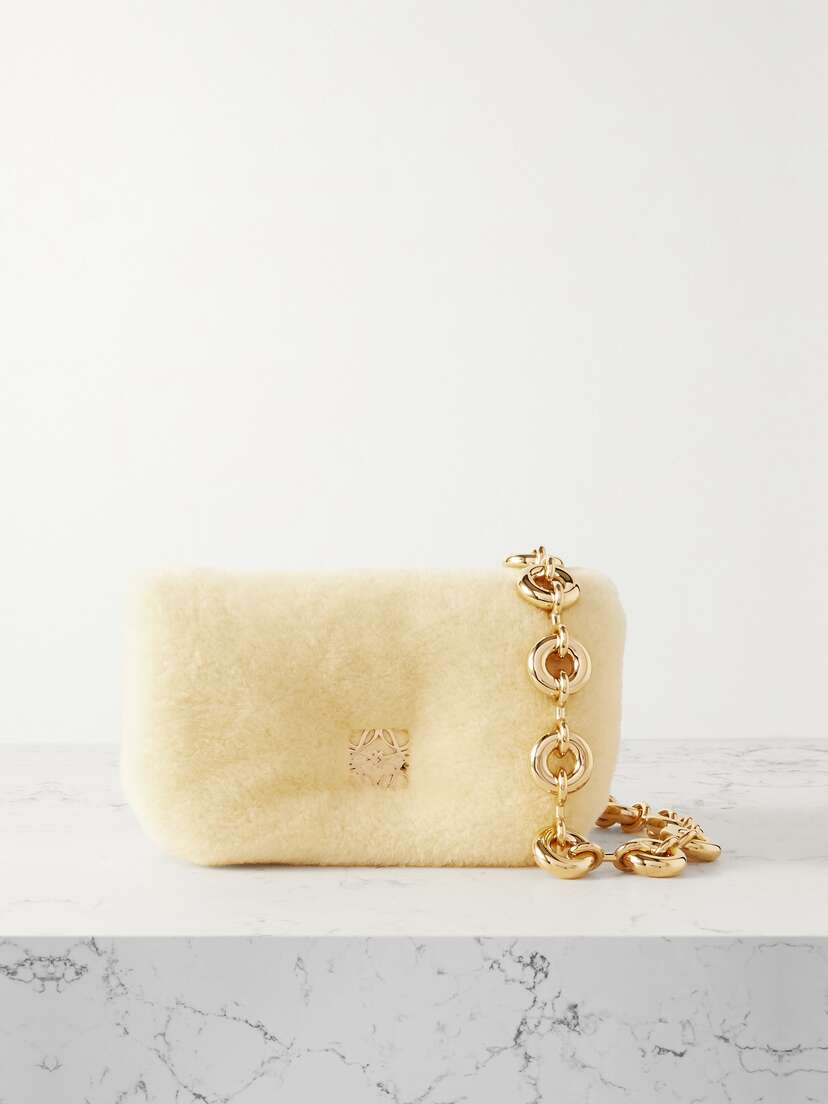 Loewe Puffer Goya Mini Embellished Shearling Shoulder Bag -  - One size