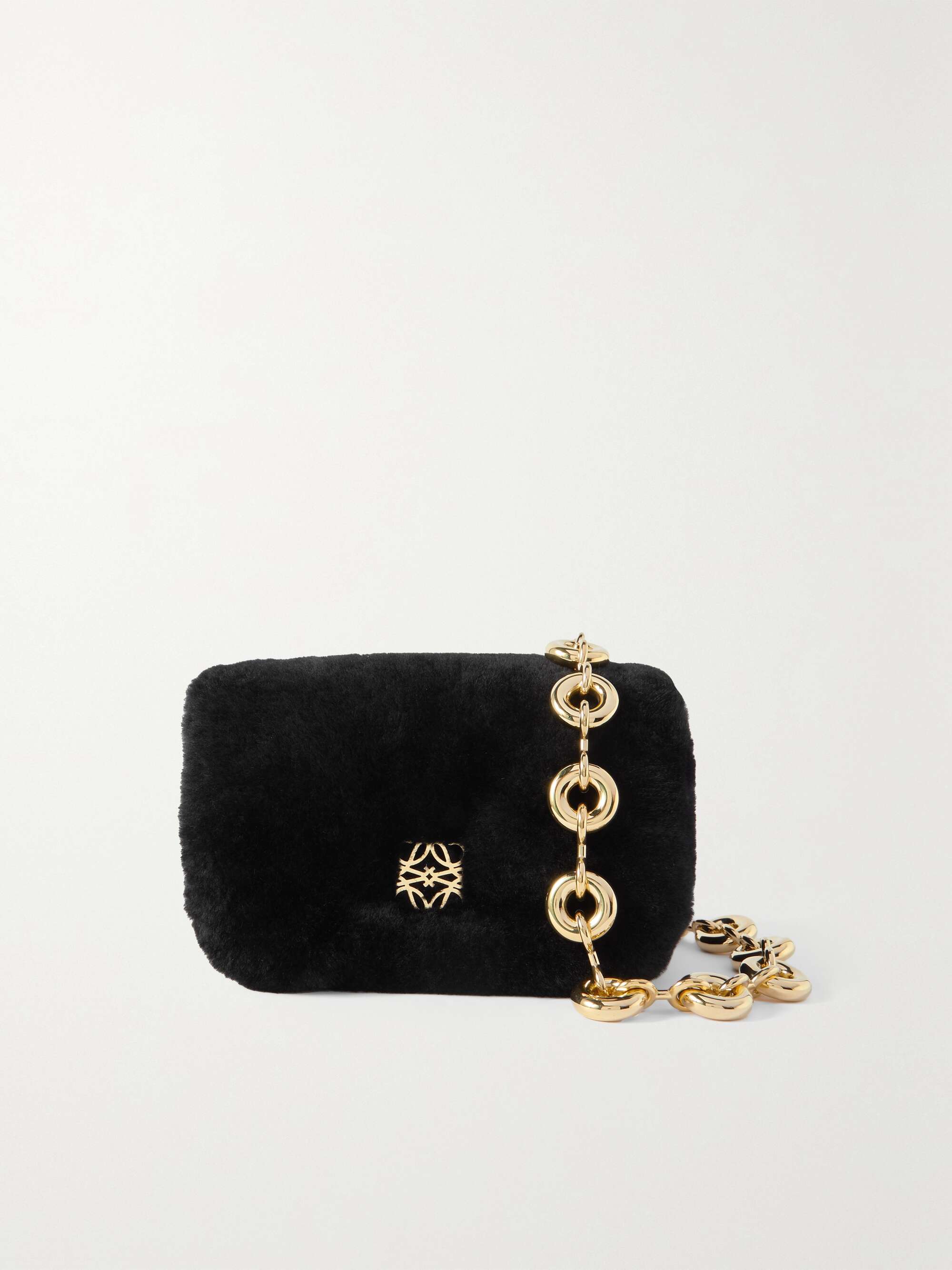 LOEWE Goya Puffer mini shearling shoulder bag | NET-A-PORTER