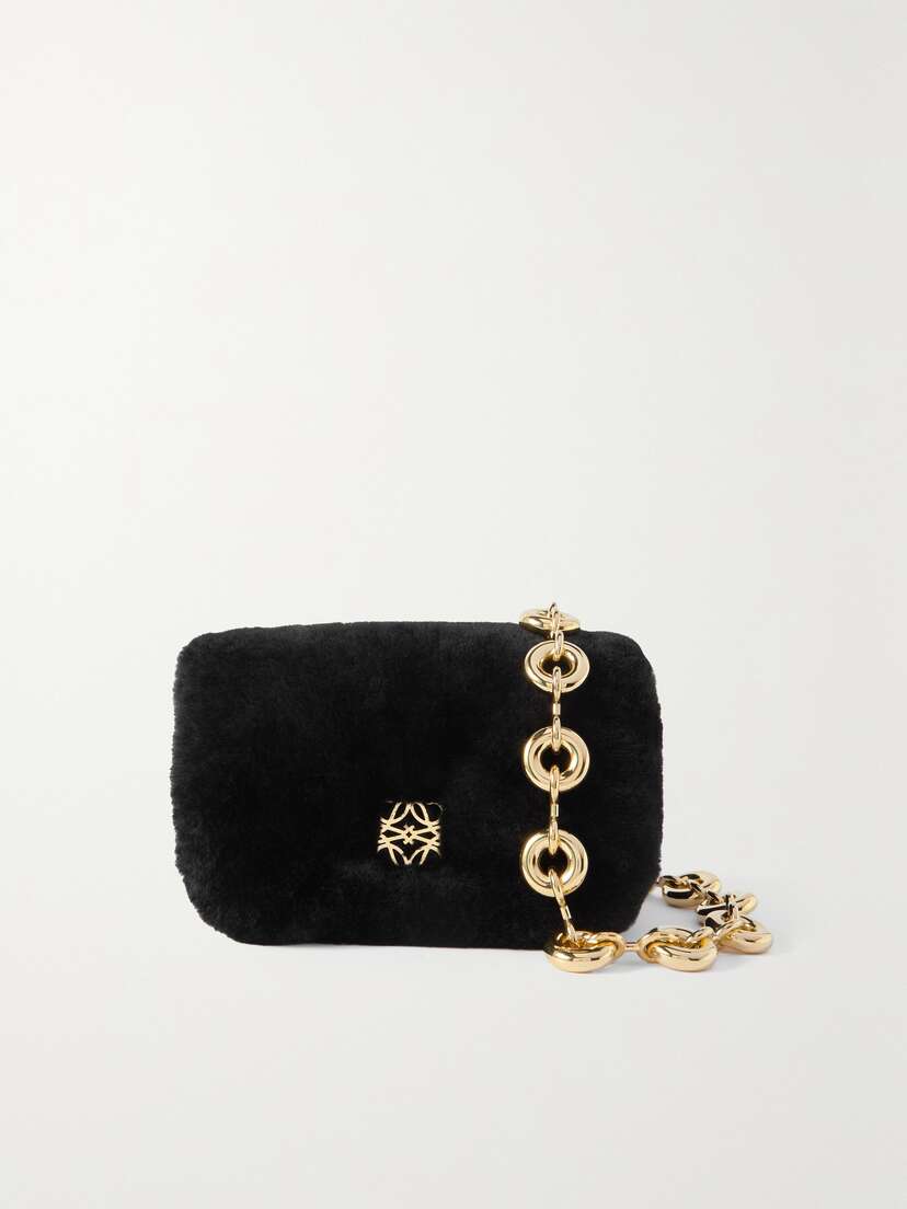 Loewe Goya Puffer Mini Shearling Shoulder Bag
