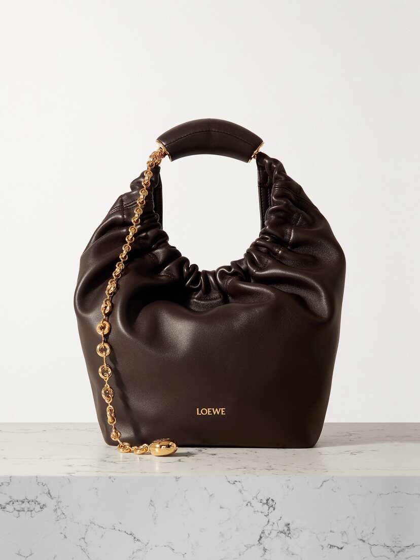 Loewe Squeeze Small Chain-embellished Gathered Leather Shoulder Bag