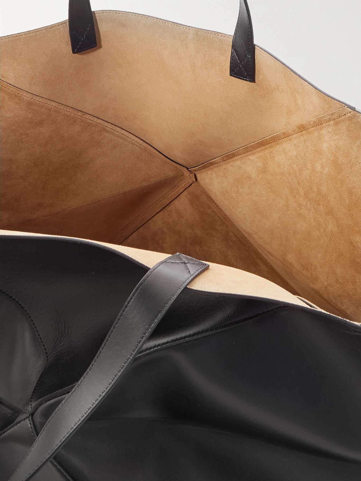 Puzzle Fold XXL Leather Tote Bags - Black