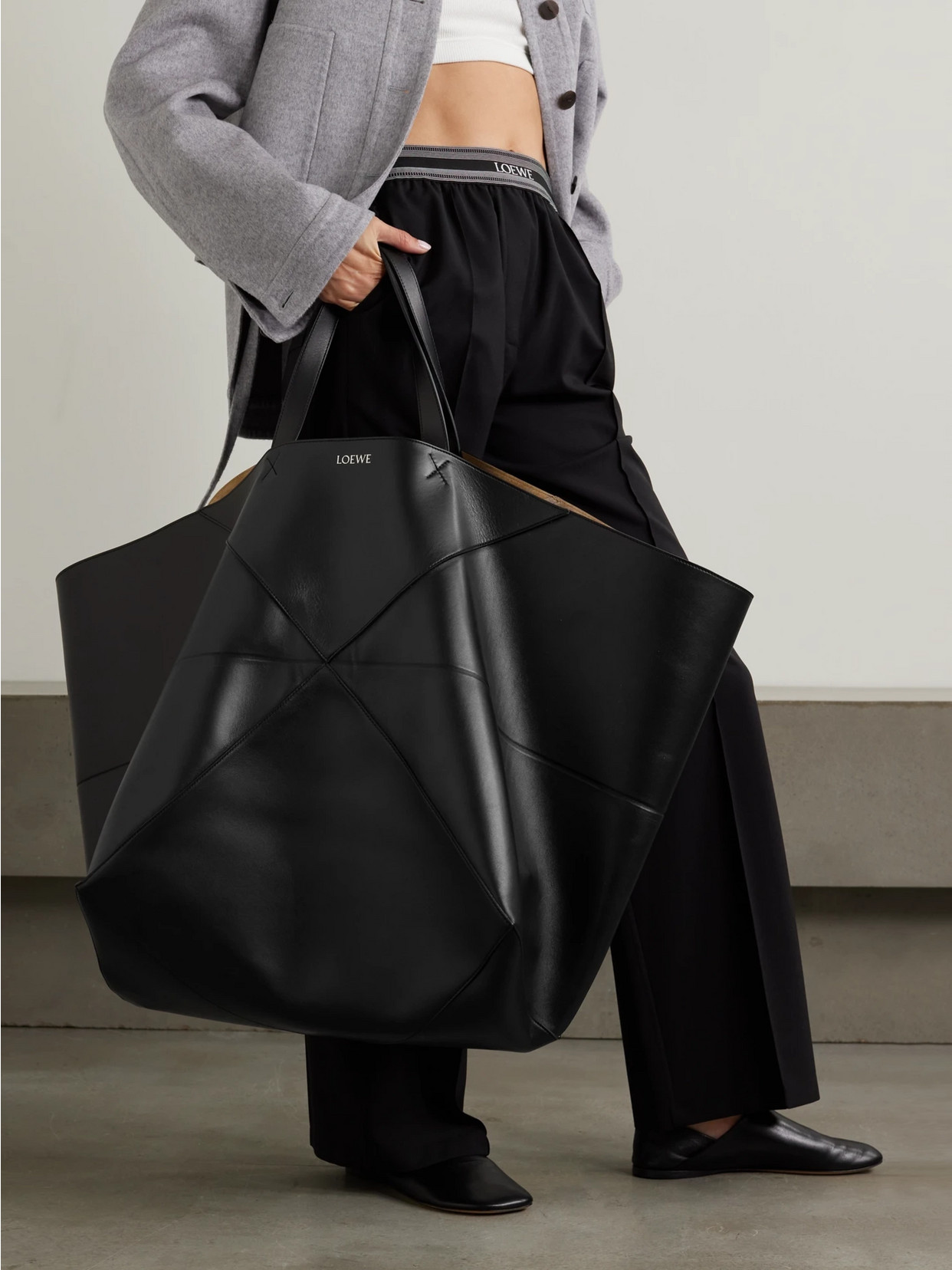 Puzzle Fold XL Convertible Leather Tote