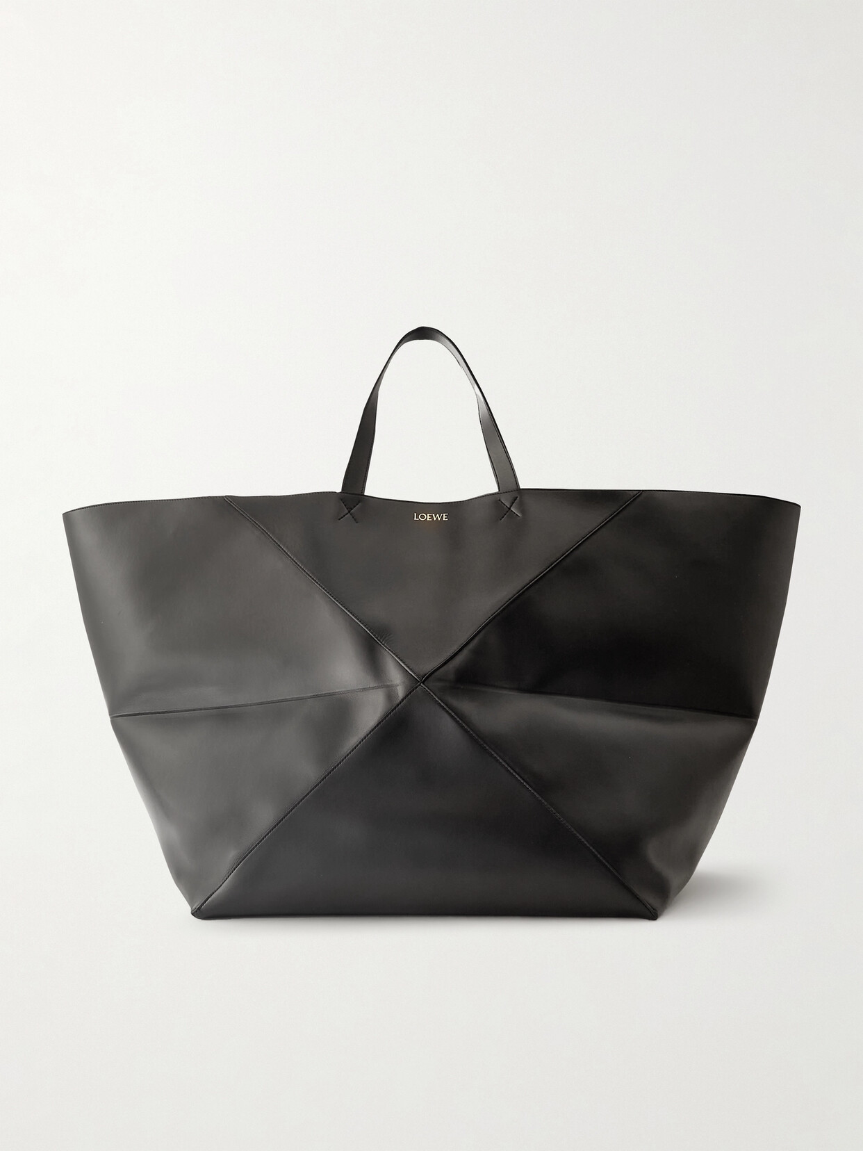Loewe Puzzle Fold Xl Convertible Leather Tote Black