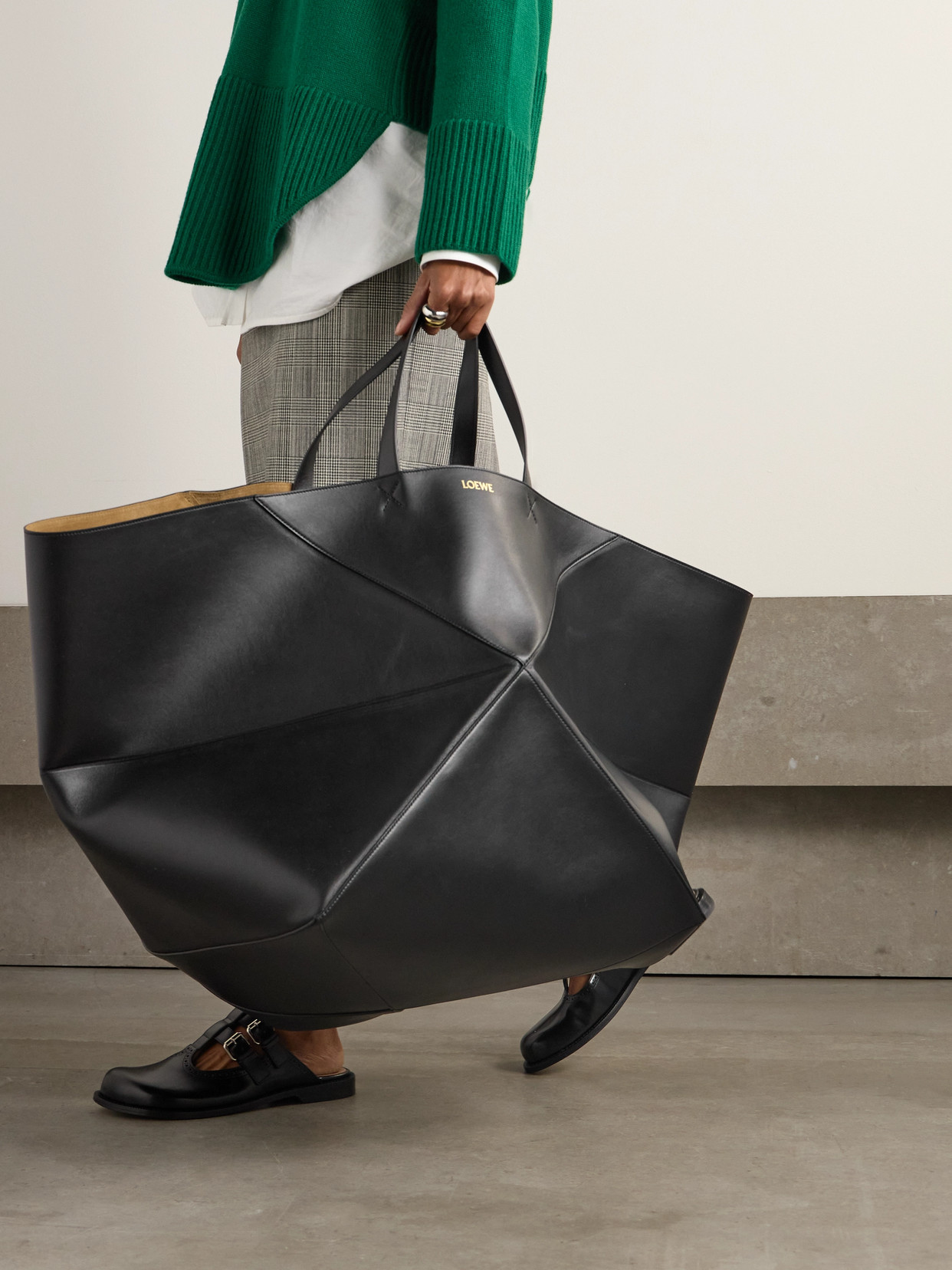 Puzzle Fold XL Convertible Leather Tote