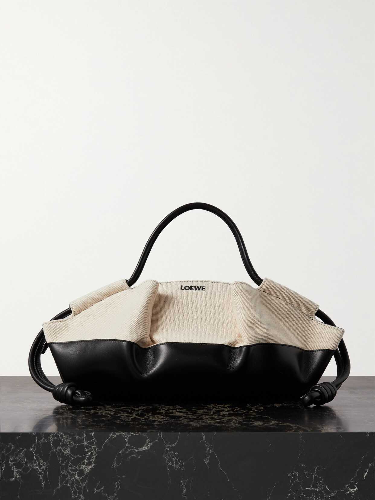 Loewe Paseo Small Canvas And Leather Shoulder Bag In Cream