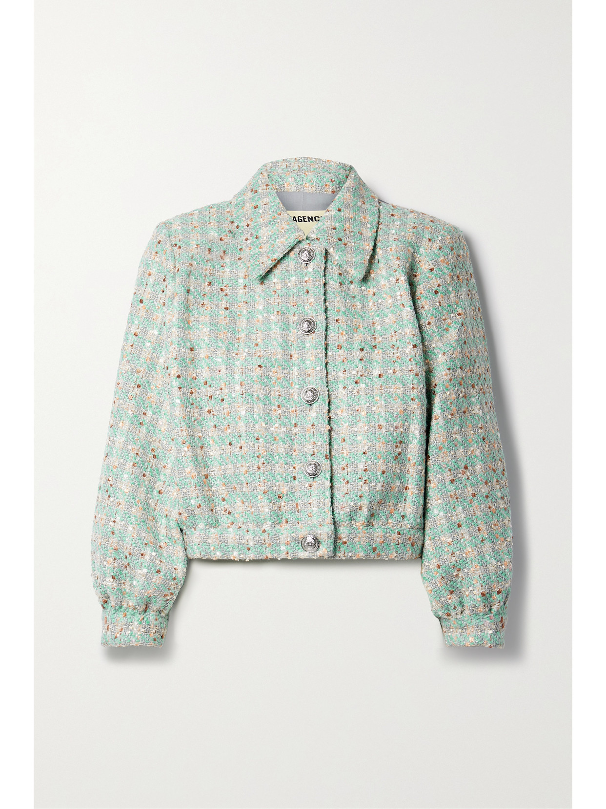 L'Agence - Bridges Cropped Metallic Tweed Jacket - Blue