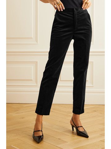L'AGENCE Rebel stretch cotton-velvet slim-leg pants