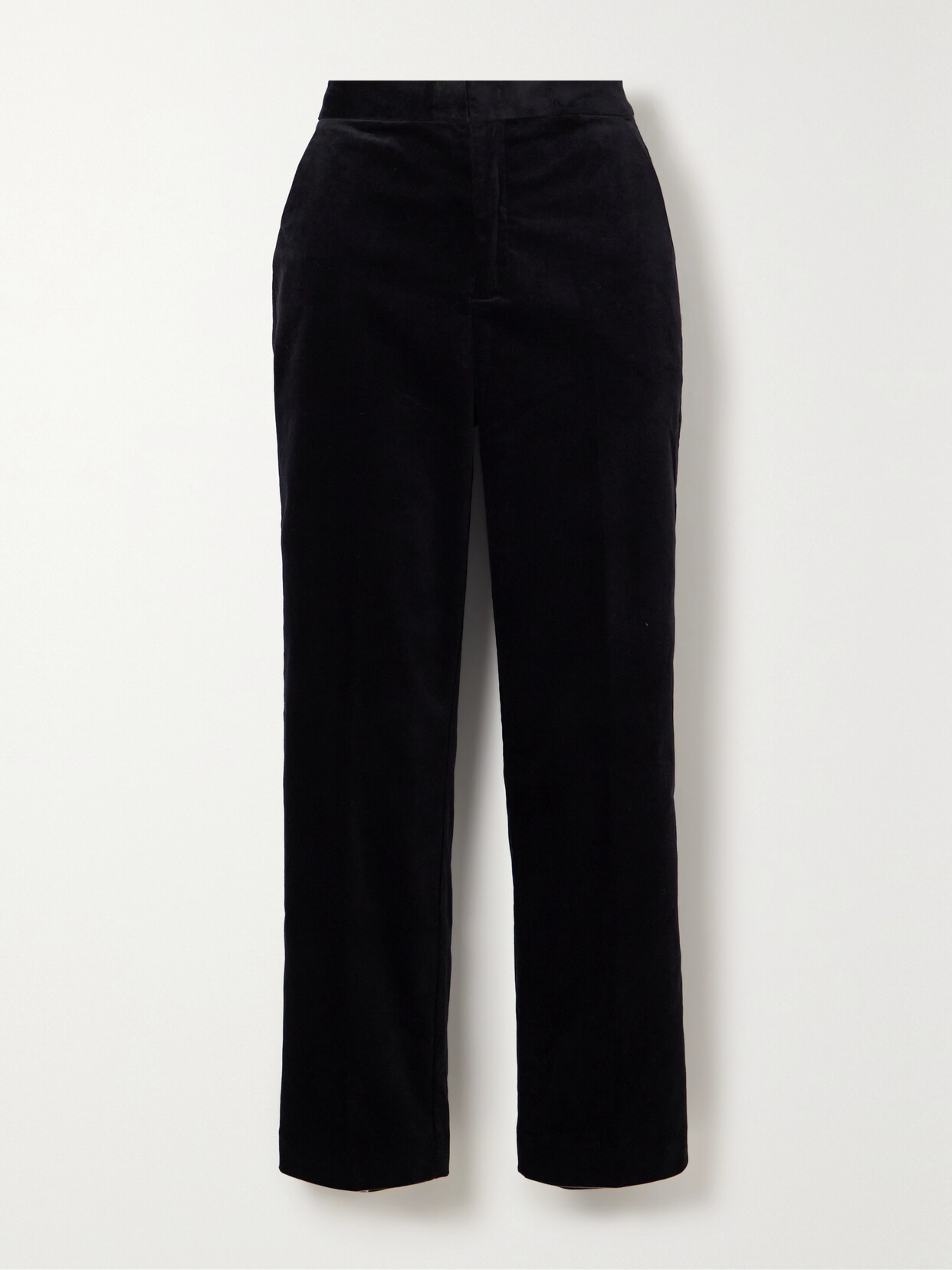 L'Agence - Rebel Stretch Cotton-velvet Slim-leg Pants - Black