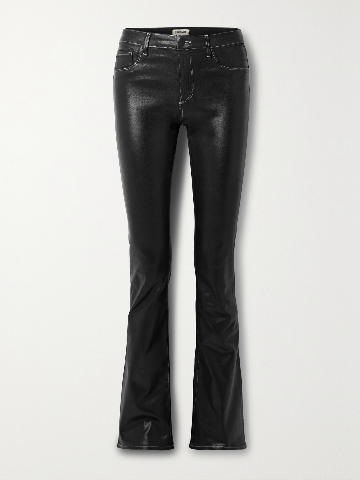 L'Agence - Selma Coated High-rise Flared Jeans - Black