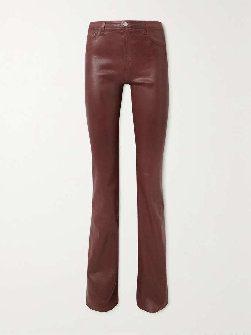 L'Agence Ruth Coated Cotton-blend Slim-leg Pants