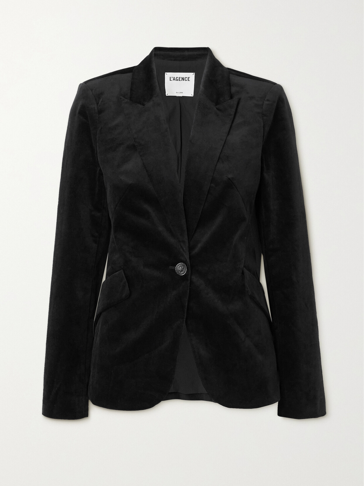 L'Agence - Chamberlain Cotton Velvet Blazer - Black