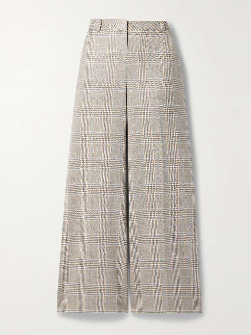 L'Agence Pilar Checked Metallic Jacquard Wide-leg Pants