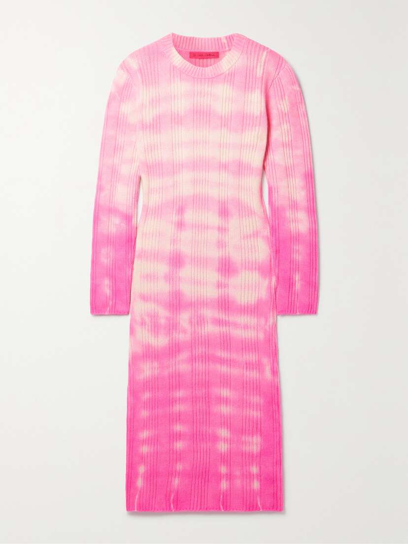 The Elder Statesman Sonar Tie-dyed Ribbed Cashmere Midi Dress