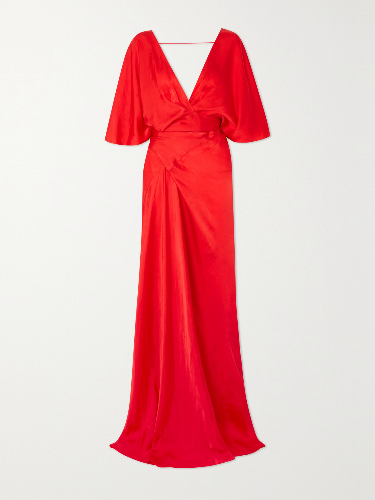 Cortana - + Net Sustain Martina Open-back Draped Satin Maxi Wrap Dress - Red