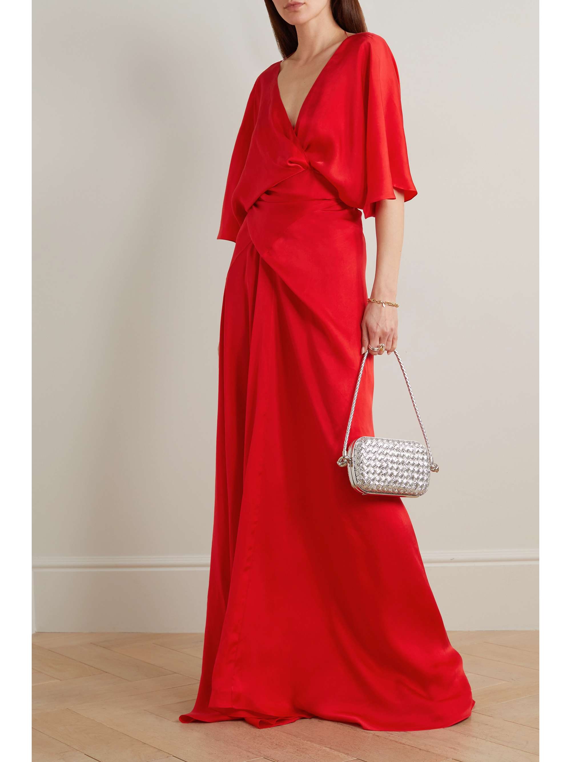 CORTANA + NET SUSTAIN Martina open-back cupro-satin maxi wrap dress