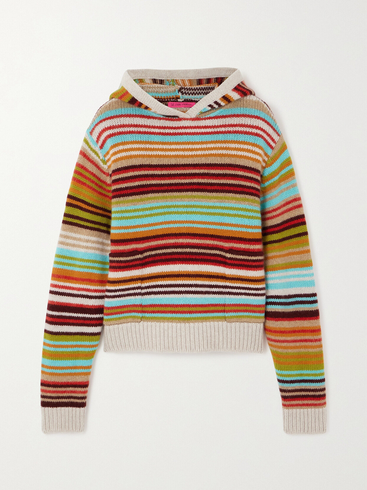 The Elder Statesman - Striped Cashmere Hoodie - Red