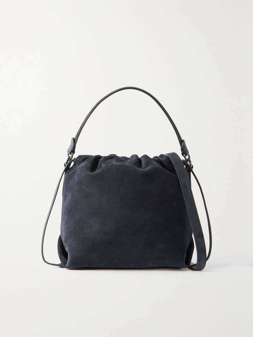 Brunello Cucinelli Embellished Leather-trimmed Suede Shoulder Bag