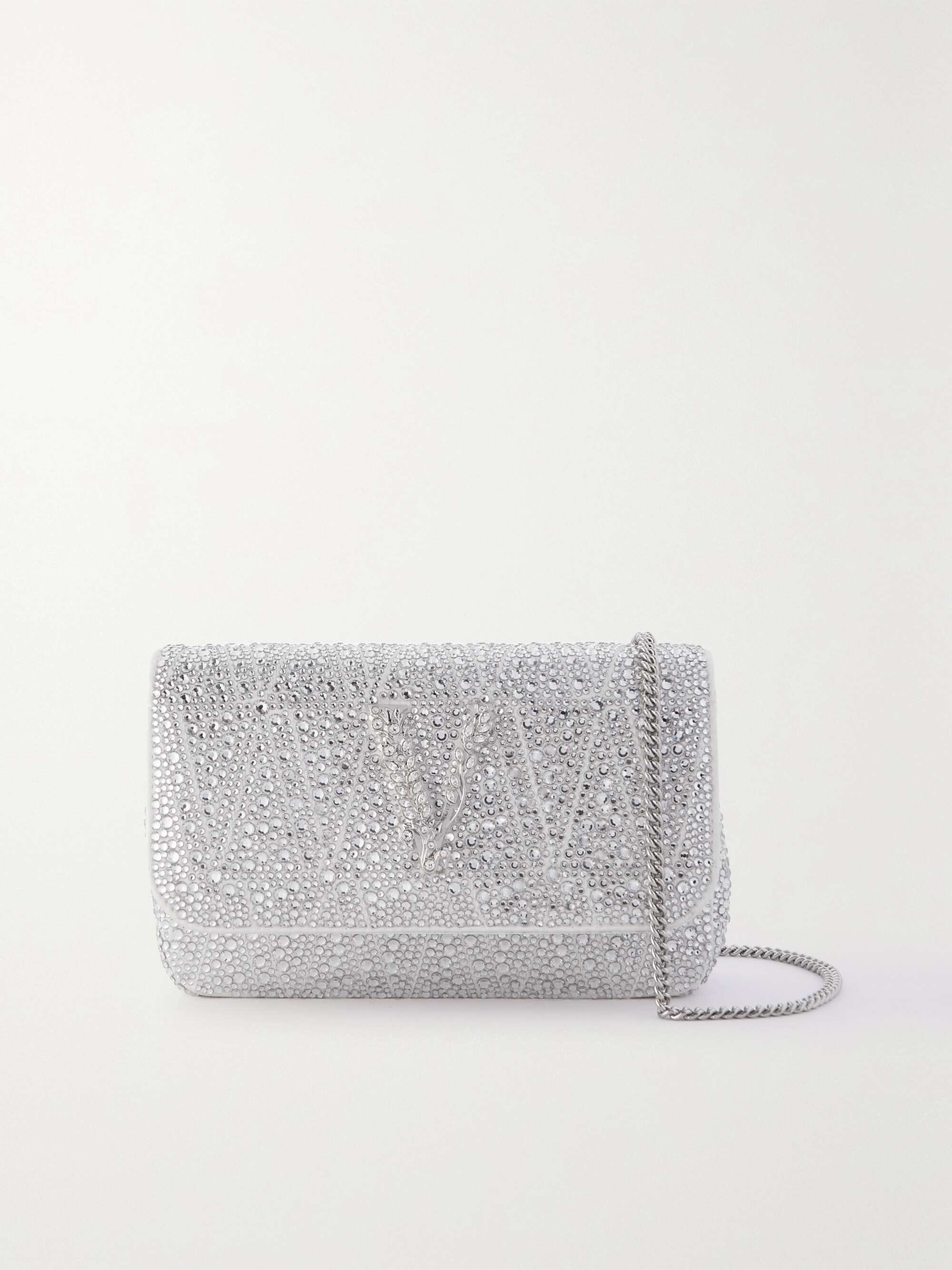 VERSACE Virtus mini crystal-embellished leather shoulder bag