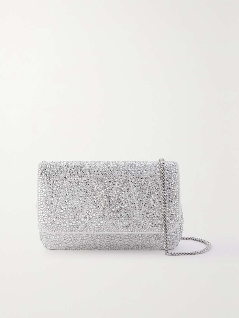 Versace Virtus Mini Crystal-embellished Leather Shoulder Bag