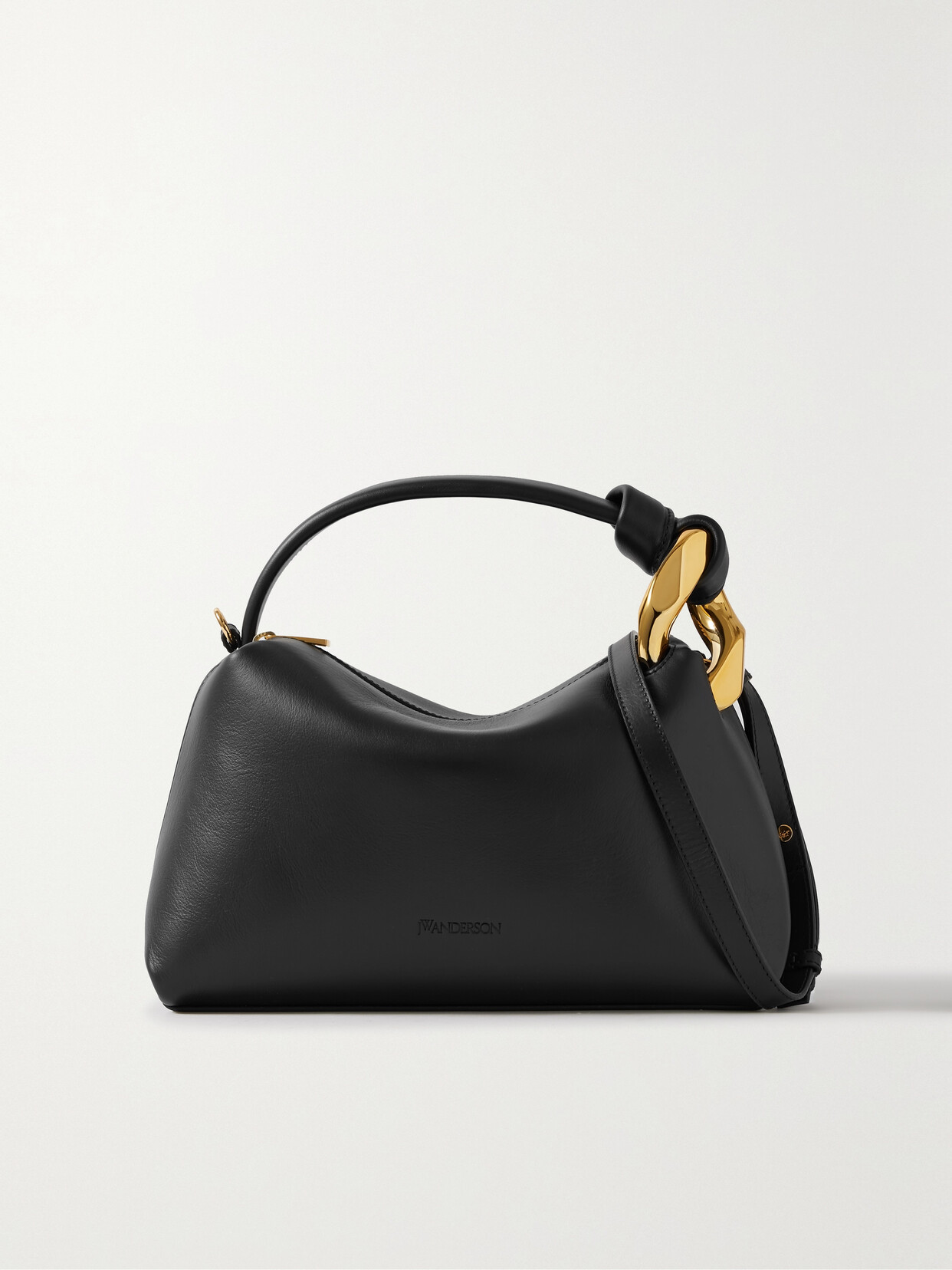 Jw Anderson Chain-embellished Leather Shoulder Bag In Black