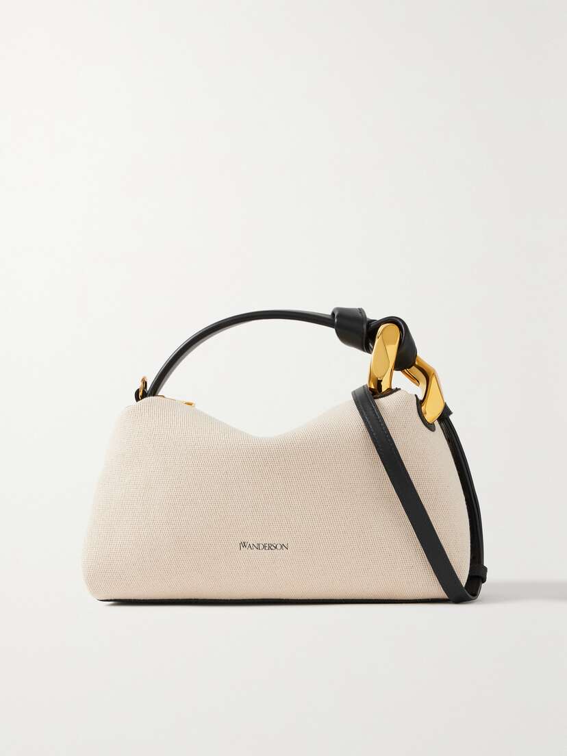 JW Anderson Chain-embellished Leather-trimmed Canvas Shoulder Bag
