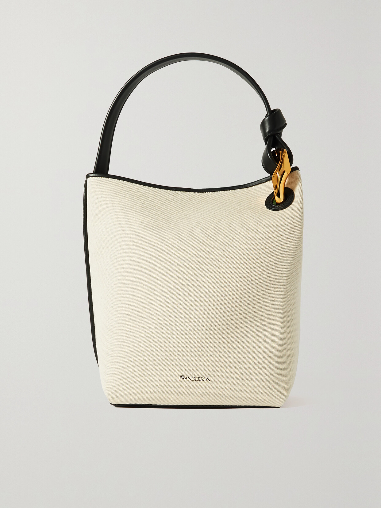 JW Anderson - Chain-embellished Leather-trimmed Cotton-canvas Bucket Bag - Cream