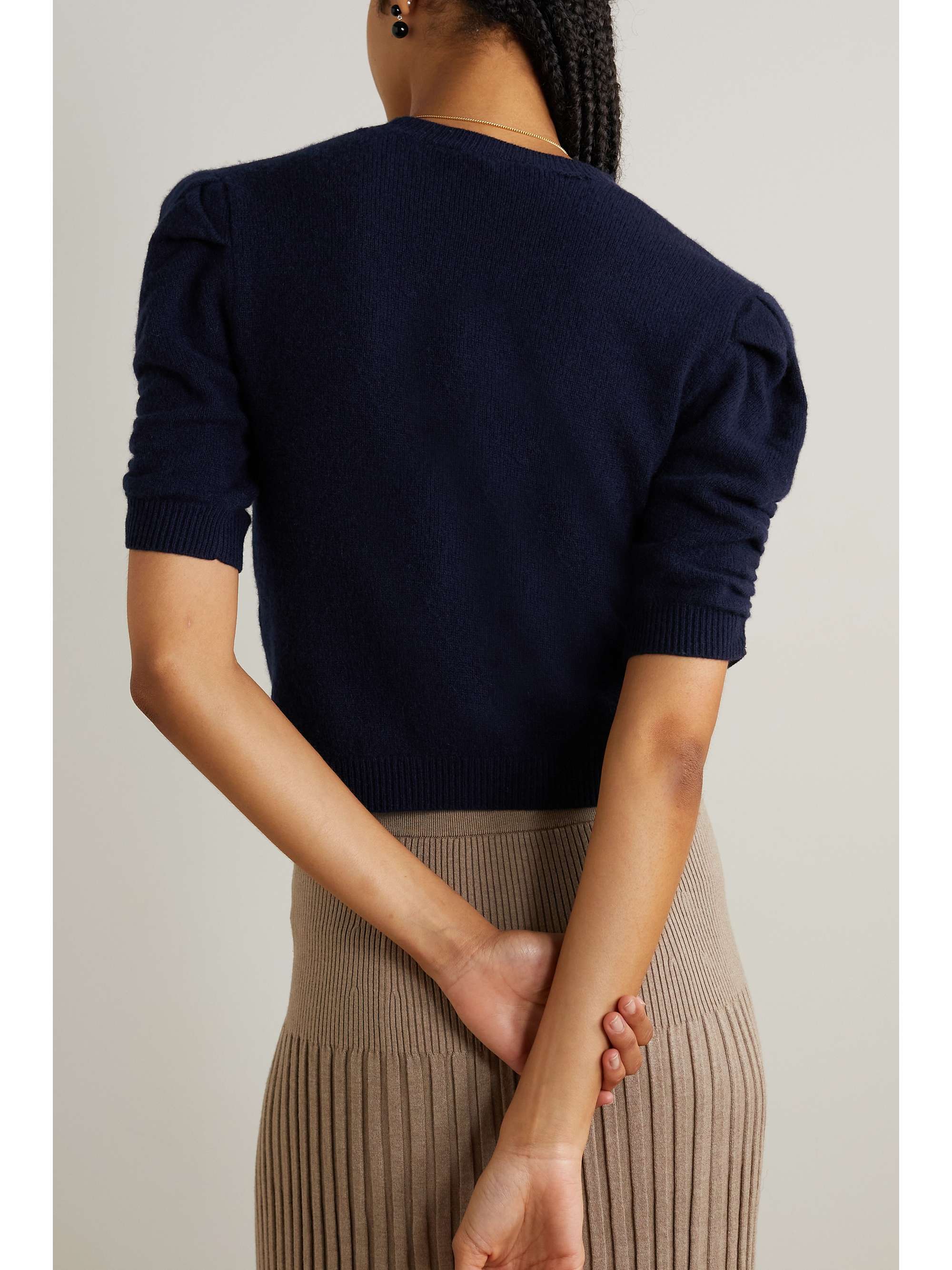 FRAME + NET SUSTAIN ruched recycled cashmere and woolblend sweater