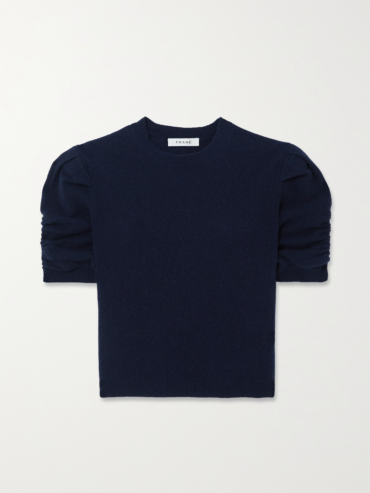 FRAME - + Net Sustain Ruched Recycled Cashmere And Wool-blend Sweater - Blue