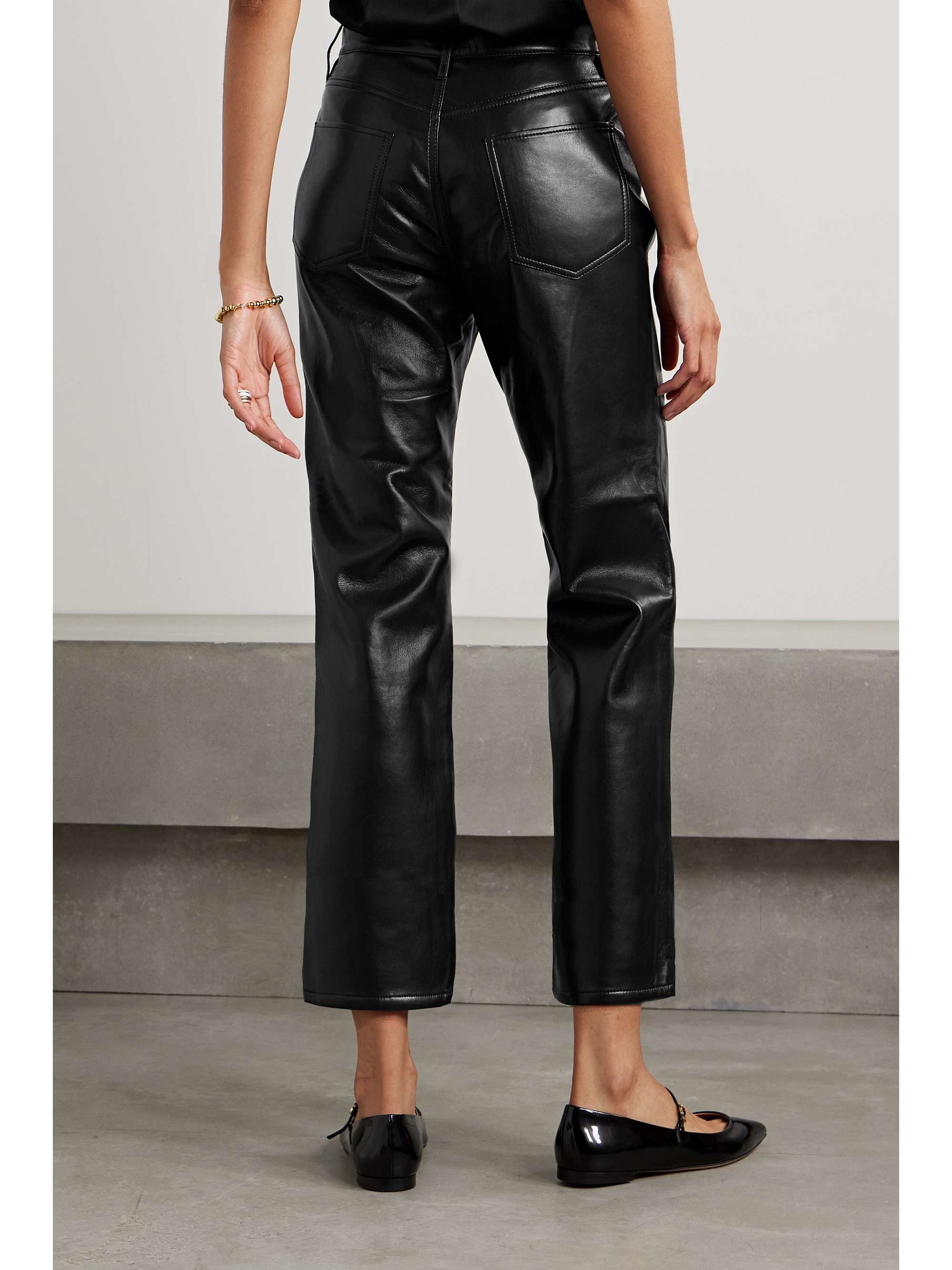 FRAME + NET SUSTAIN Le Jane cropped recycled leather-blend wide-leg ...