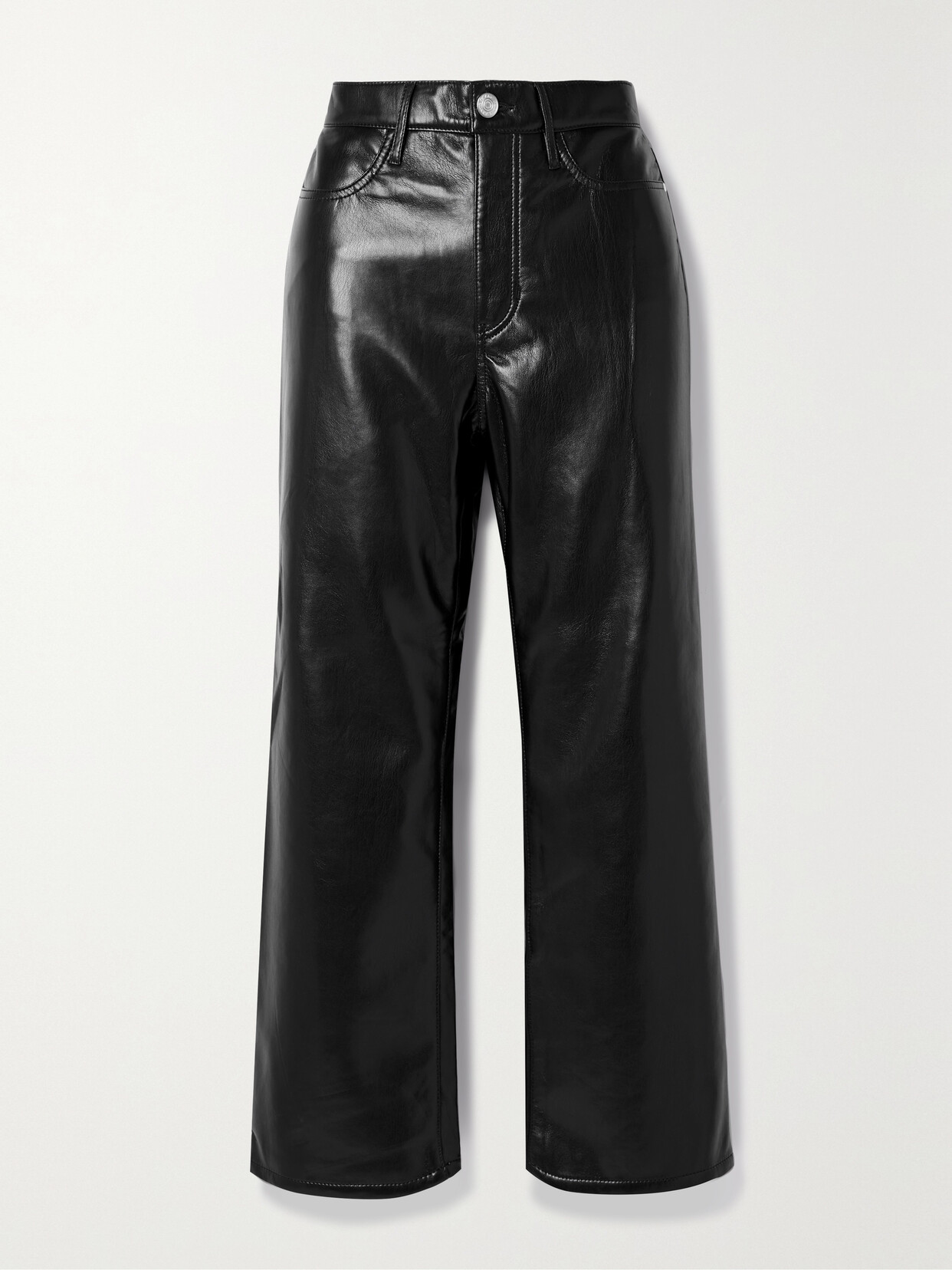 FRAME - + Net Sustain Le Jane Cropped Recycled Leather-blend Wide-leg Pants - Black