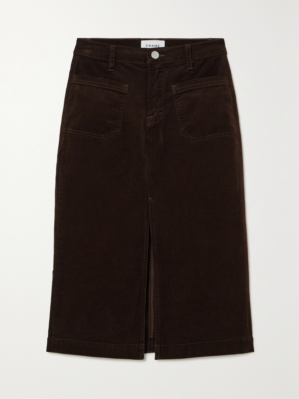 FRAME LE BARDOT COTTON-BLEND CORDUROY MIDI SKIRT