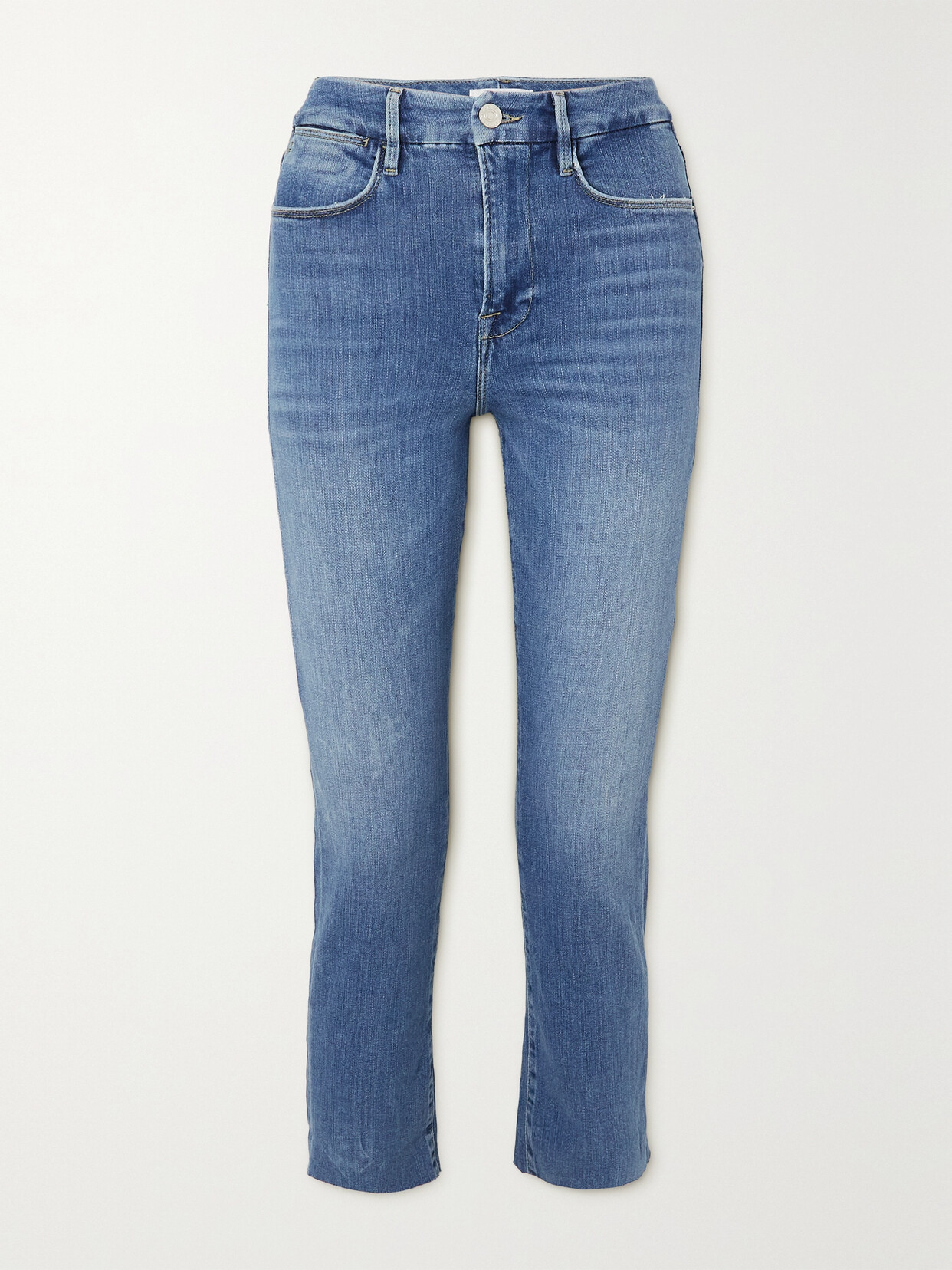 Frame Le Super High Straight Jeans In Blue