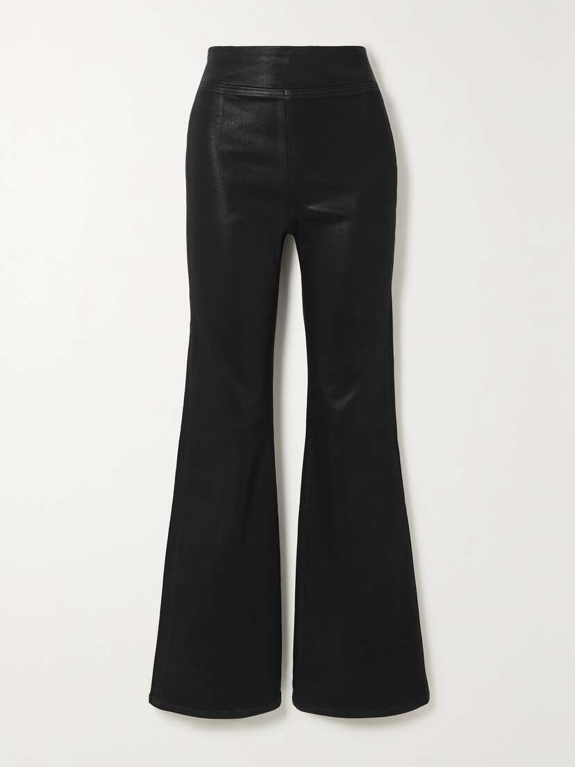 Frame + Net Sustain The Jetset Coated Stretch-denim Flared Jeans