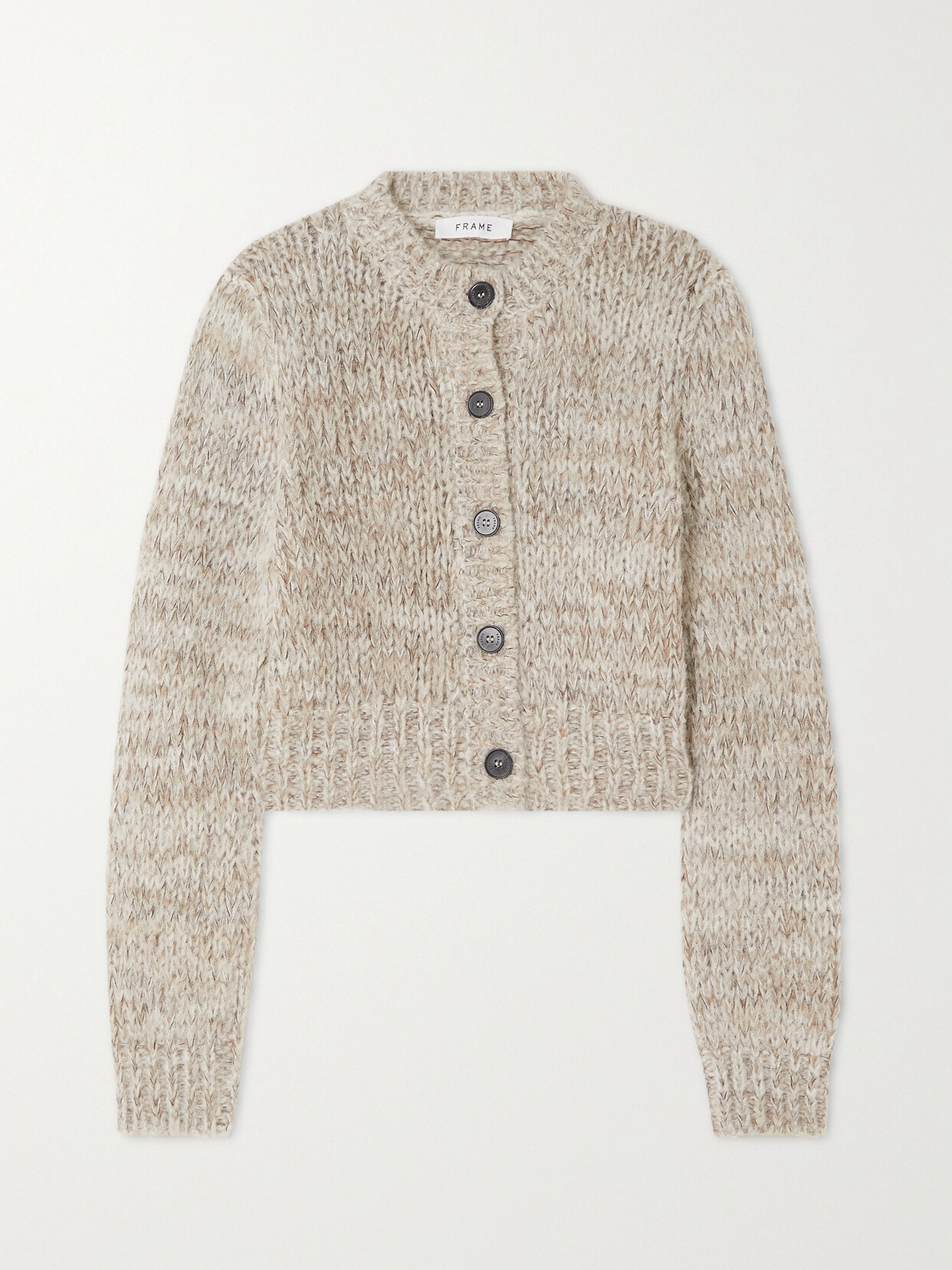 FRAME - + Net Sustain Cropped Alpaca-blend Cardigan - Gray