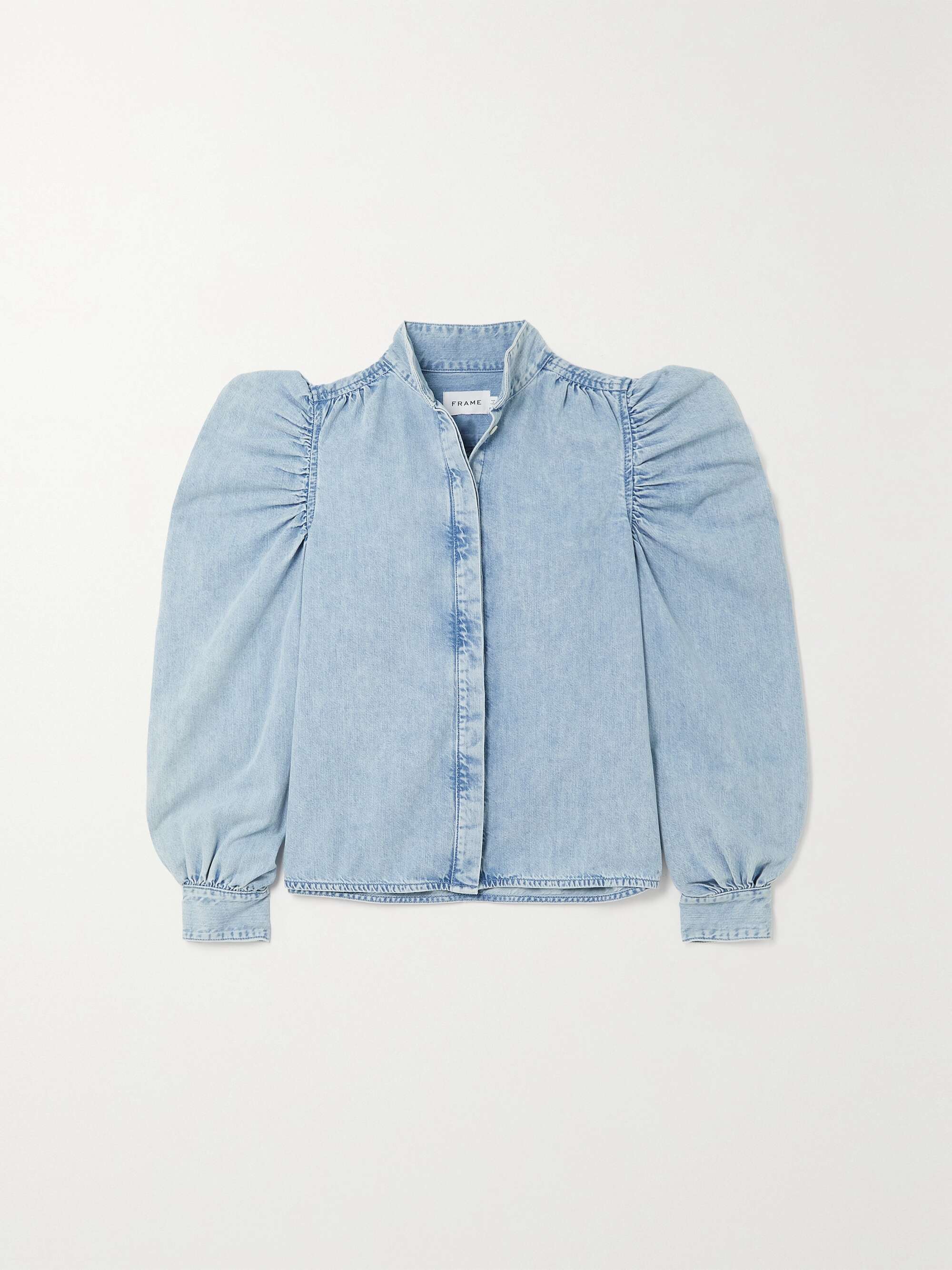FRAME Gillian gathered denim shirt | NET-A-PORTER
