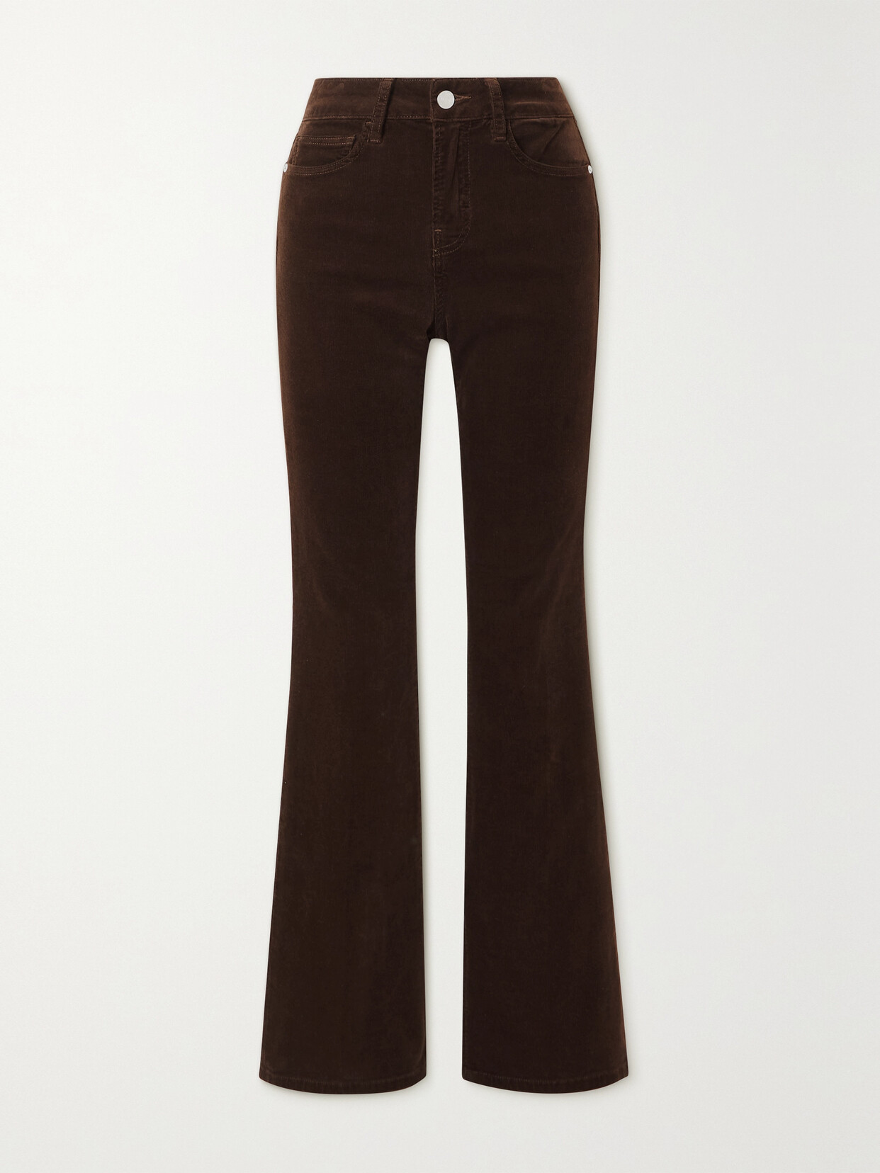 FRAME - Le Mini Boot Slit Cotton-blend Corduroy Flared Pants - Brown