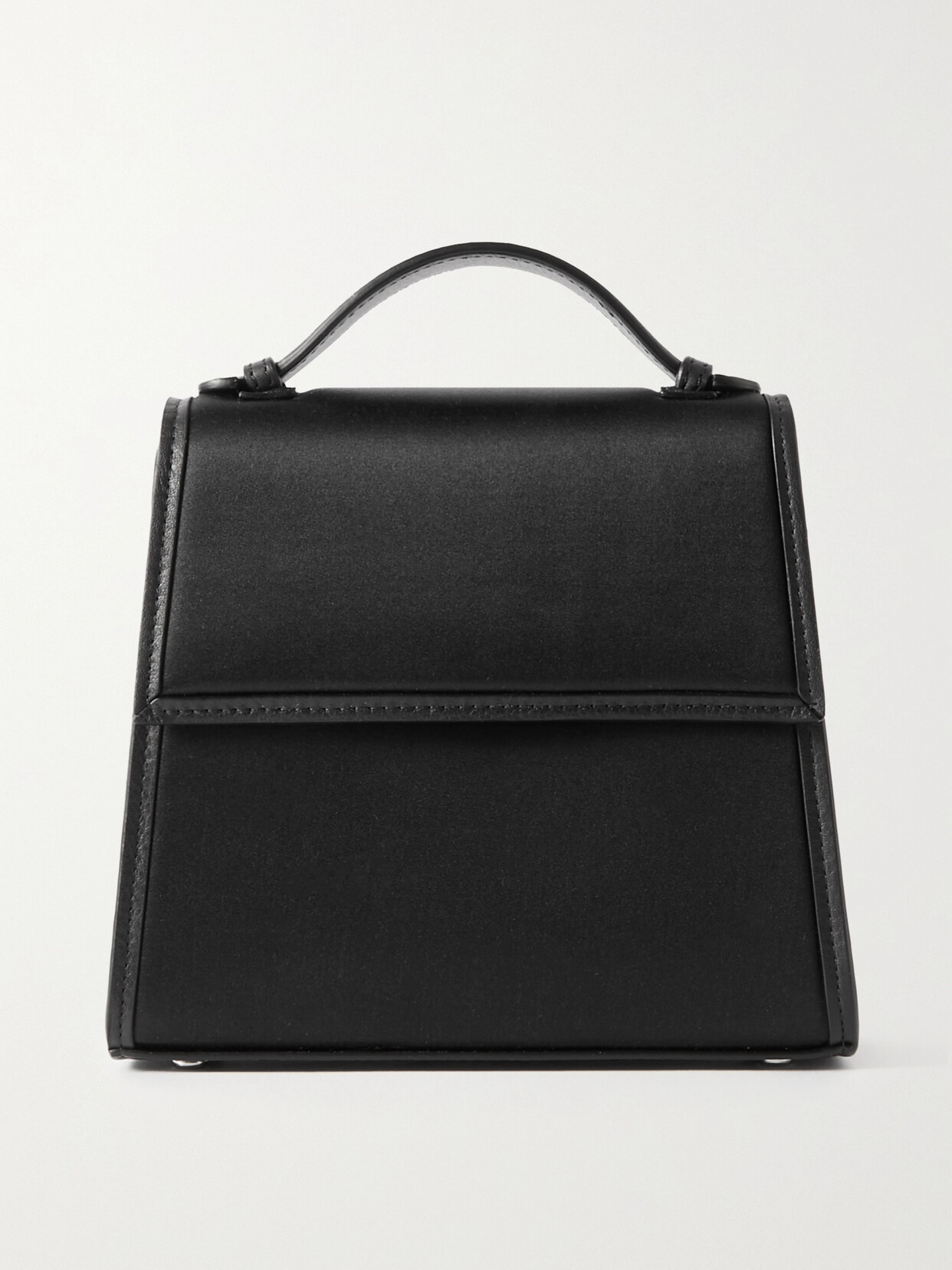 Shop Hunting Season Small Leather-trimmed Satin Tote In Black