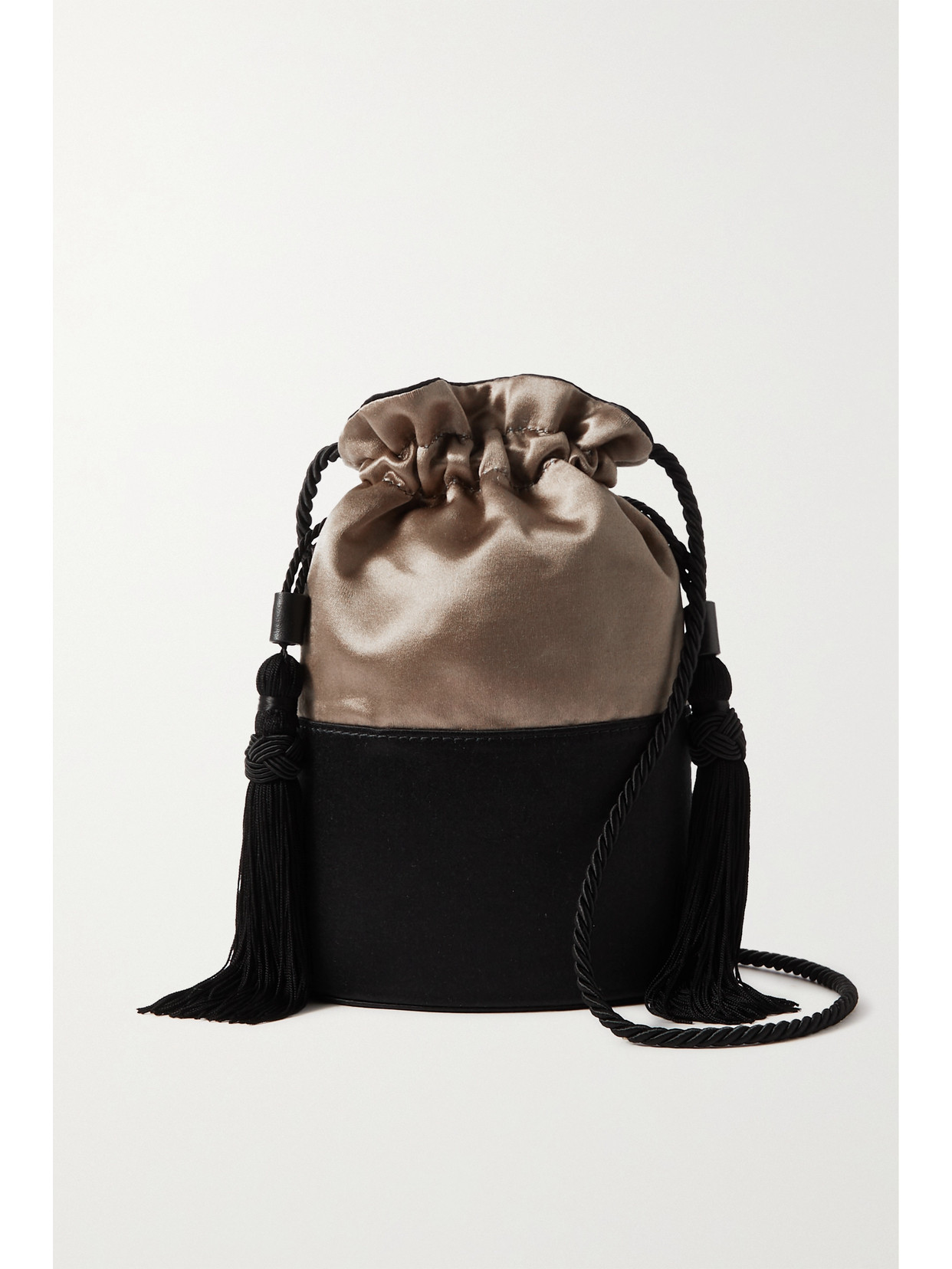 Hunting Season Lola Two-tone Satin Bucket Bag In Gold