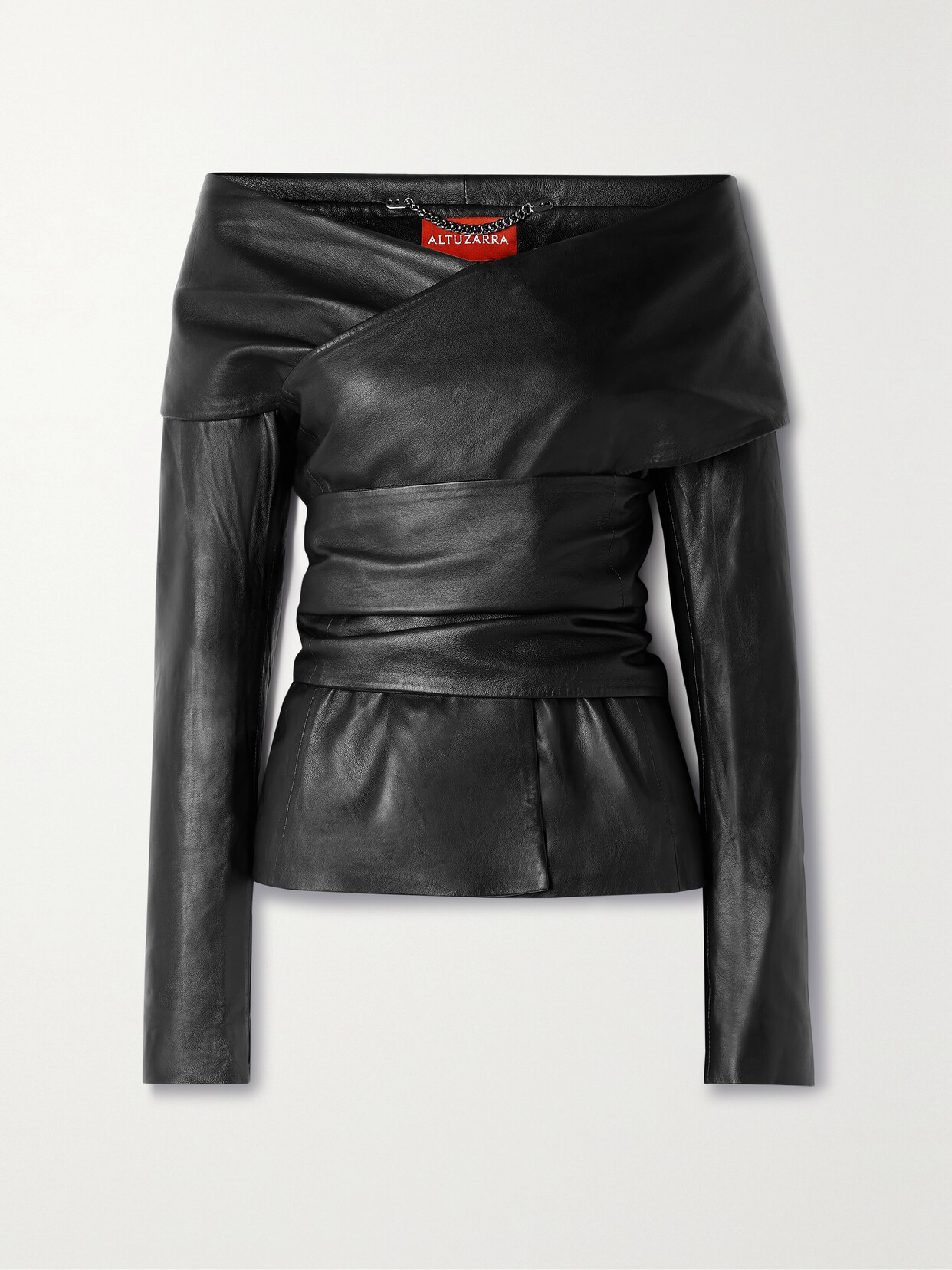 Altuzarra - Corinth Off-the-shoulder Leather Wrap Jacket - Black