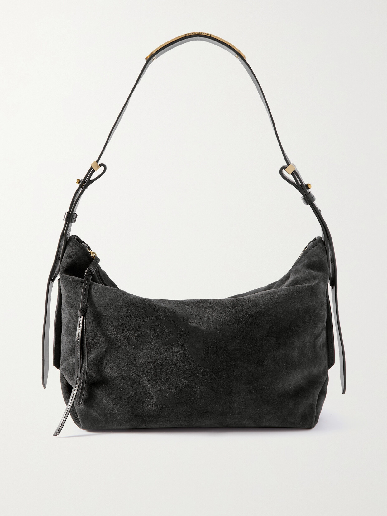 Isabel Marant - Leyden Leather-trimmed Suede Shoulder Bag - Gray