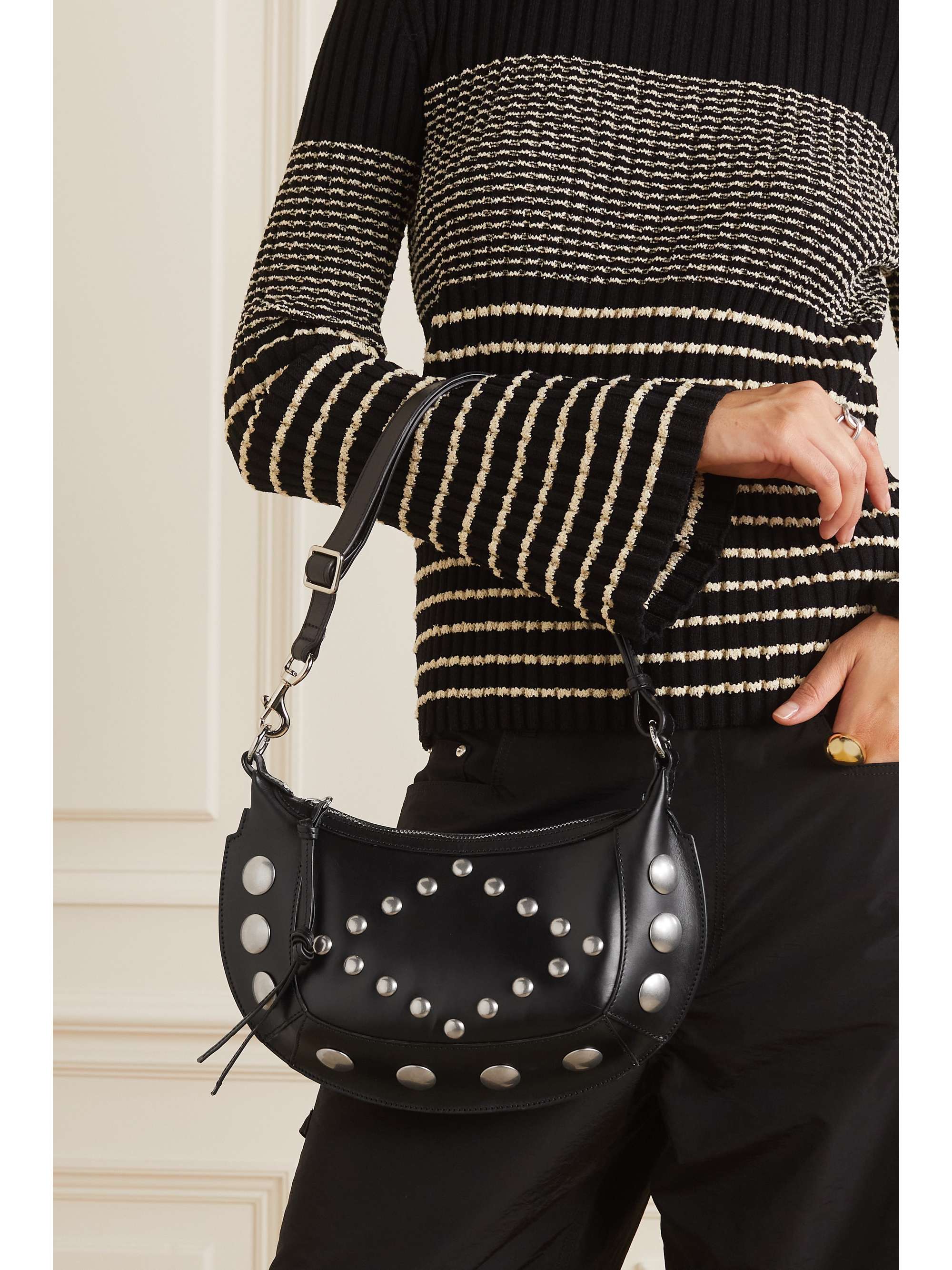 ISABEL MARANT Oskan Moon embellished leather shoulder bag NETAPORTER