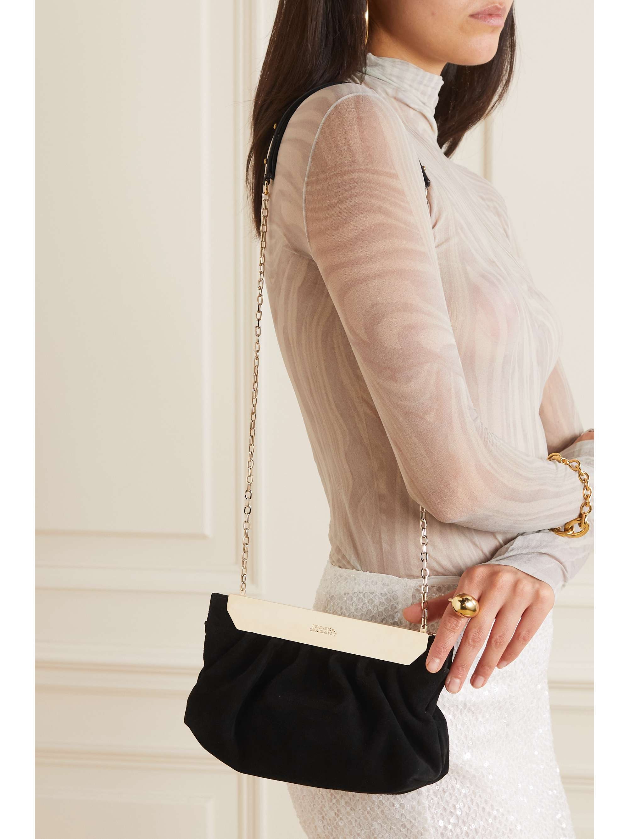 ISABEL MARANT Luz suede clutch | NET-A-PORTER