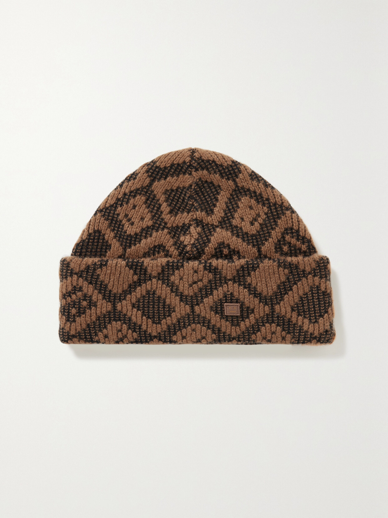 Acne Studios - Appliquéd Cotton And Wool-blend Jacquard Beanie - Brown