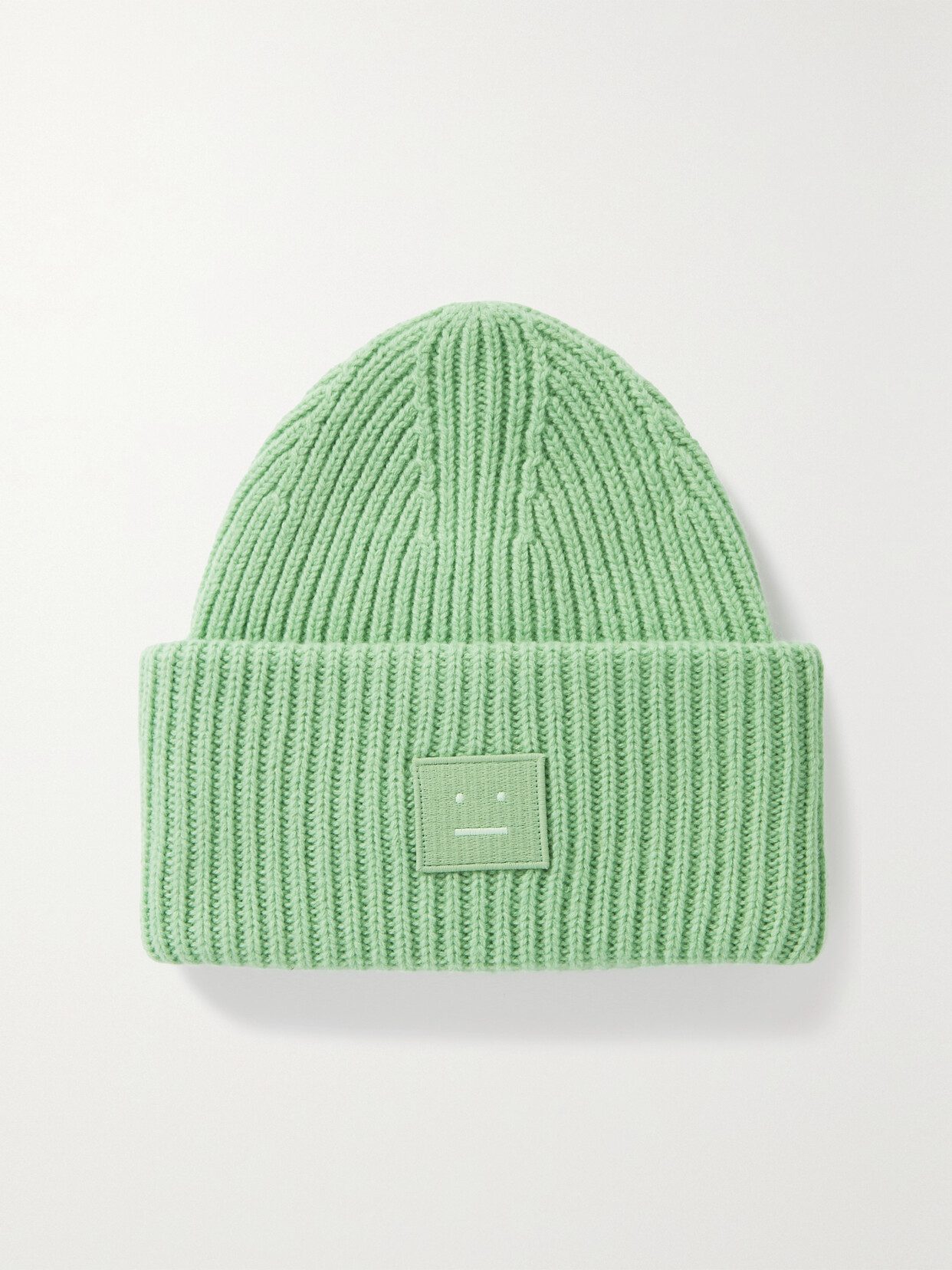 ACNE STUDIOS APPLIQUÉD RIBBED WOOL BEANIE