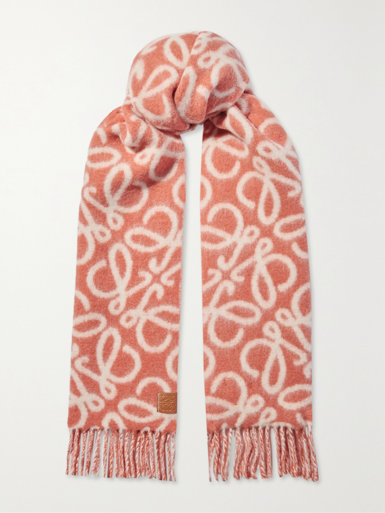 Loewe Fringed Printed Scarf In Orange