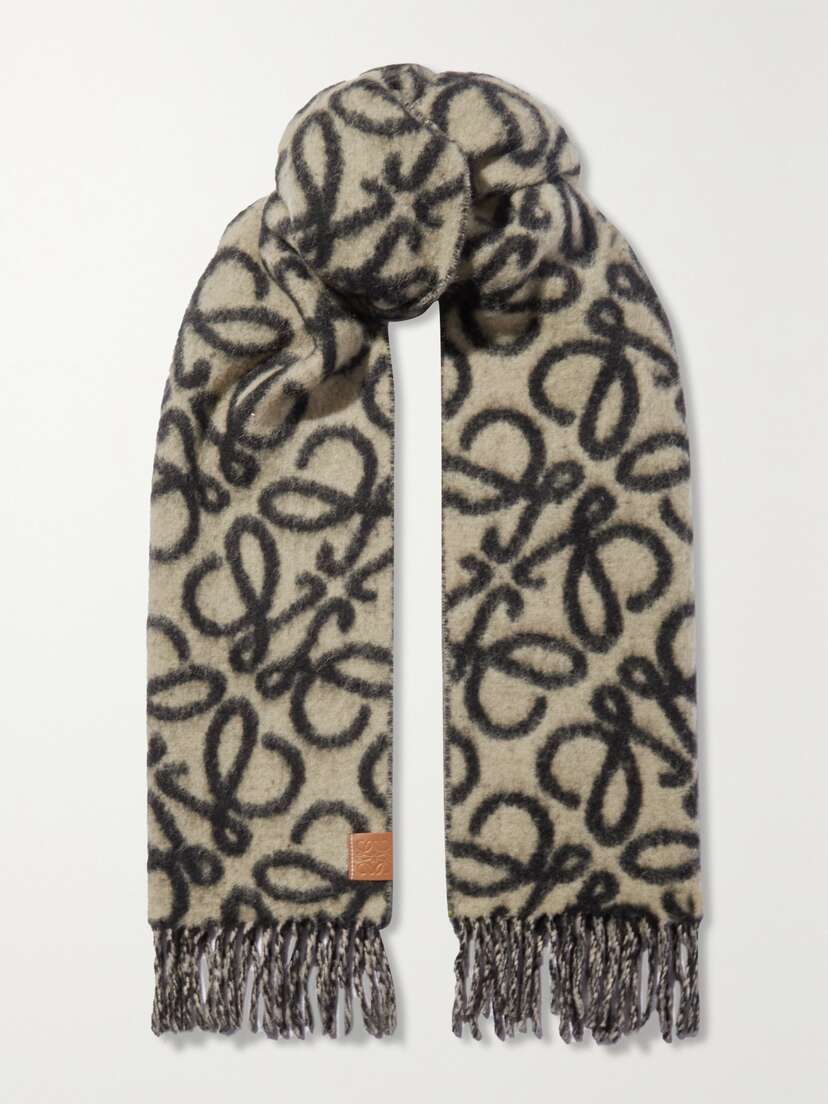 Loewe Fringed Jacquard-knit Scarf
