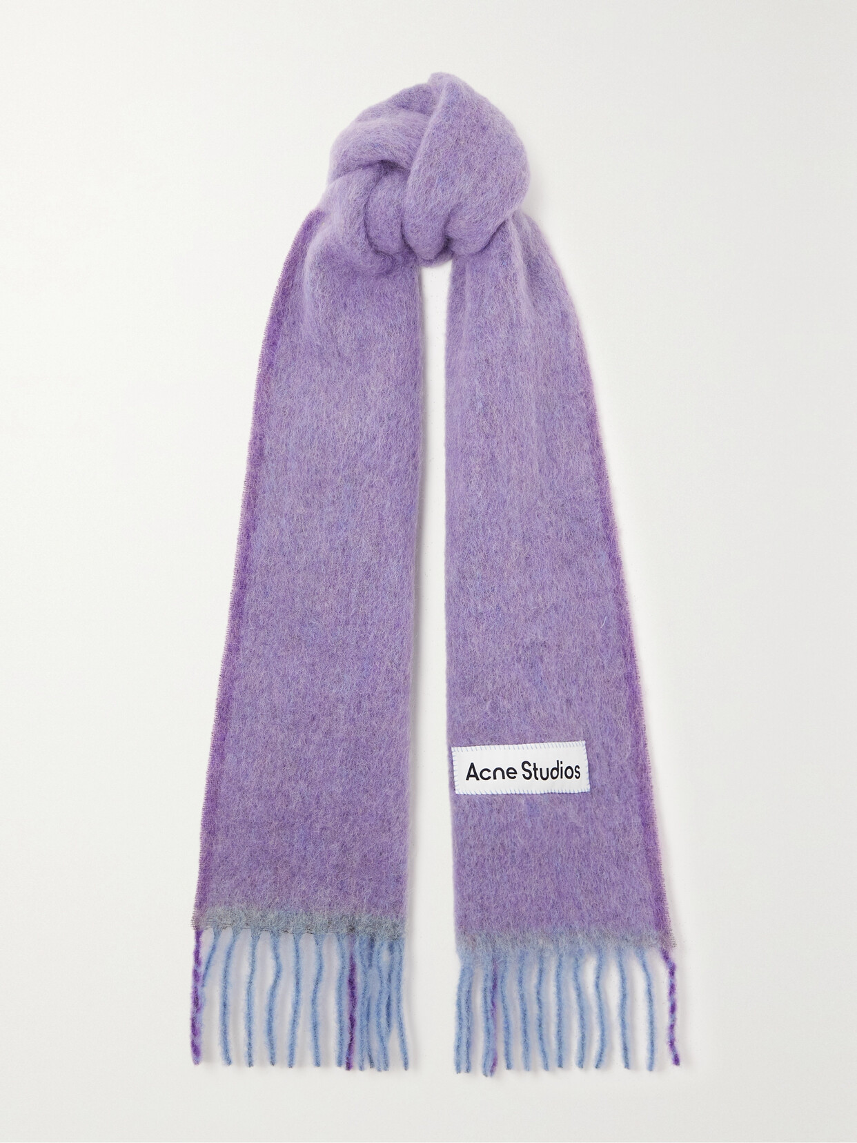 Acne Studios - Appliquèd Fringed Knitted Scarf - Purple