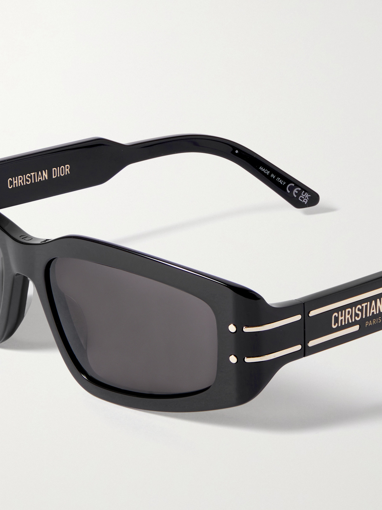 Dior Signature S9u Rectangular-frame Acetate And Gold-tone Sunglasses In Black